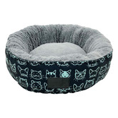 La Doggie Vita Black &amp; Mint Kitty Club Donut Cat Bed