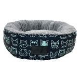La Doggie Vita Black &amp; Mint Kitty Club Donut Cat Bed
