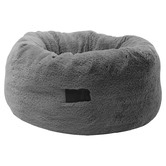 La Doggie Vita Grey Plush Donut Faux Fur Dog Bed