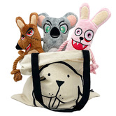 La Doggie Vita 3 Piece The Bandits Plush Dog Toy with Tote Bag Set