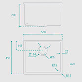Fontaine Industries Ontario 550mm Undermount Single Kitchen Sink