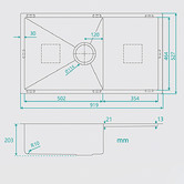 Fontaine Industries Toronto 910mm Single Stainless Steel Kitchen Sink with Drainer