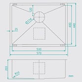 Fontaine Industries Toronto 570mm Single Stainless Steel Kitchen Sink