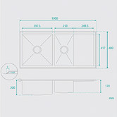 Fontaine Industries Toronto 1000mm 1 &amp; 3/4 Stainless Steel Kitchen Sink With Drainer