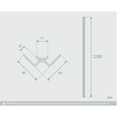 Fontaine Industries 2200mm Shower Wall Panel Corner Trim