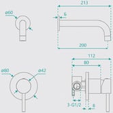 Fontaine Industries Rosa 200mm Bath/Basin Wall Mixer Set