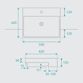Fontaine Industries Hawking 500mm Semi-Recessed Ceramic Basin