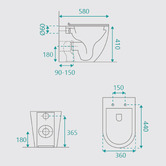Fontaine Industries Pasadena Rimless Wall Faced Toilet Pan With R&amp;T Cistern