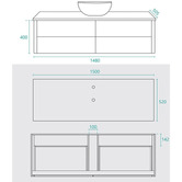 Fontaine Industries Bellagio 1500mm Gloss White Wall Hung Single Vanity