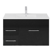 Fontaine Industries Mobella 900mm Gloss Black Wall Hung Single Vanity