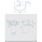 Fontaine Industries Accessible Ramsey 560mm Gloss White Wall Hung Basin with Integral Shroud