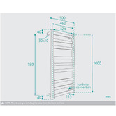 Fontaine Industries Hans 500 x 1000mm 6 Bar Heated Towel Rail