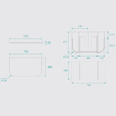 Fontaine Industries Joslin 750mm Wall Hung Single Vanity with Stone Countertop