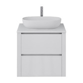 Fontaine Industries Palazzo 600mm Matte White Wall Hung Single Vanity with Stone Countertop