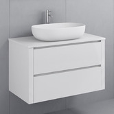 Fontaine Industries Palazzo 900mm Matte White Wall Hung Single Vanity with Stone Countertop