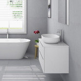 Fontaine Industries Palazzo 900mm Matte White Wall Hung Single Vanity with Stone Countertop