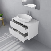 Fontaine Industries Palazzo 900mm Matte White Wall Hung Single Vanity with Stone Countertop