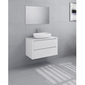 Fontaine Industries Palazzo 900mm Matte White Wall Hung Single Vanity with Stone Countertop