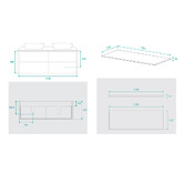 Fontaine Industries Palazzo 1500mm Matte White Wall Hung Double Vanity with Stone Countertop