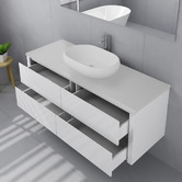 Fontaine Industries Palazzo 1500mm Matte White Wall Hung Single Vanity with Stone Countertop