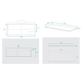 Fontaine Industries Palazzo 1500mm Matte White Wall Hung Single Vanity with Stone Countertop