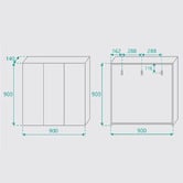 Fontaine Industries Shelini 900mm 3 Door Square Mirrored Shaving Cabinet
