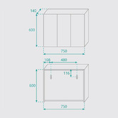 Fontaine Industries Shelini 750mm Mirrored Shaving Cabinet