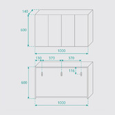 Fontaine Industries Shelini 1000mm Mirrored Shaving Cabinet