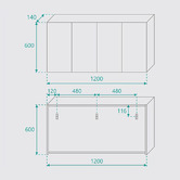 Fontaine Industries Shelini 1200mm 4 Door Mirrored Shaving Cabinet
