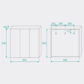 Fontaine Industries Shelini 900mm 2 Door Mirrored Shaving Cabinet