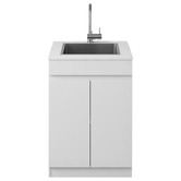 Fontaine Industries Avail 600mm Gloss White Laundry Tub and Cabinet with Stone Countertop