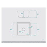 Fontaine Industries Ontario 410mm Single Granite Kitchen Sink