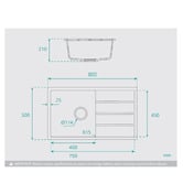 Fontaine Industries Ontario 800mm Single Granite Kitchen Sink with Drainer