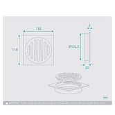 Fontaine Industries Fontaine 110mm Stainless Steel Tap Screw Floor Waste with 100mm Outlet