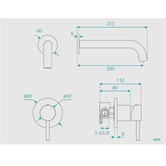 Fontaine Industries Rosa 200mm Bath/Basin Wall Mixer Set