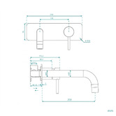Fontaine Industries Rosa Backplate 200mm Bath/Basin Wall Mixer Set