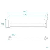 Fontaine Industries Rosa 750mm Brass Double Towel Rail