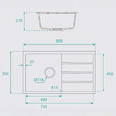 Fontaine Industries Ontario 800mm Single Granite Kitchen Sink with Drainer