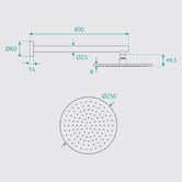Fontaine Industries Broswin 250mm Round Shower Arm &amp; Head
