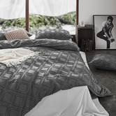 Violette Casa Smoke Sadie Microfibre Quilt Cover Set