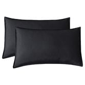 Violette Casa Black Brett Vintage Washed Microfibre Quilt Cover Set