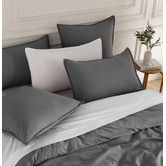 Violette Casa Grey Brett Vintage Washed Microfibre Quilt Cover Set