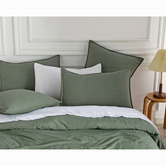 Violette Casa Khaki Green Brett Vintage Washed Microfibre Quilt Cover Set