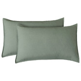 Violette Casa Khaki Green Brett Vintage Washed Microfibre Quilt Cover Set