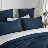 Violette Casa Navy Brett Vintage Washed Microfibre Quilt Cover Set