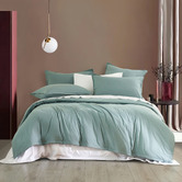 Violette Casa Seafoam Brett Vintage Washed Microfibre Quilt Cover Set