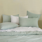 Violette Casa Sage Brett Vintage Washed Microfibre Quilt Cover Set