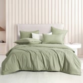 Violette Casa Eucalypt Brett Vintage Washed Microfibre Quilt Cover Set