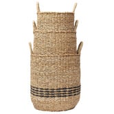 Wicka 3 Piece Nantucket Banded Seagrass Basket Set
