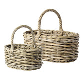 Wicka 2 Piece Dalton Kubu Cane Carry Basket Set